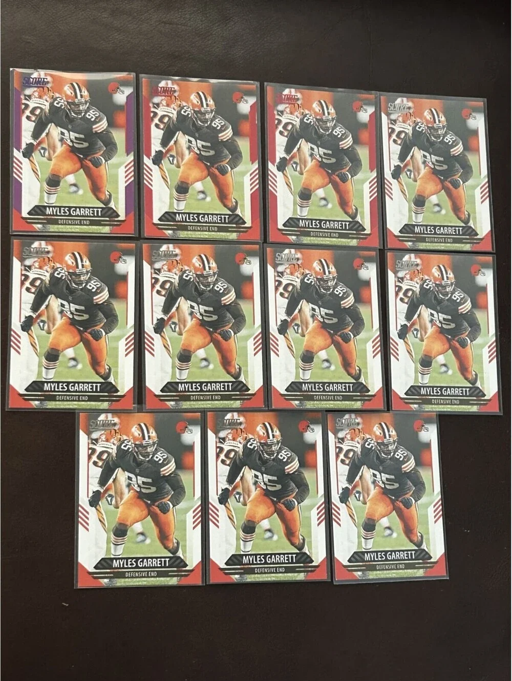 MYLES GARRETT 2021 SCORE COLLECTION W/ PURPLE $ RED INSERTS 11 NM NFL CARD LOT